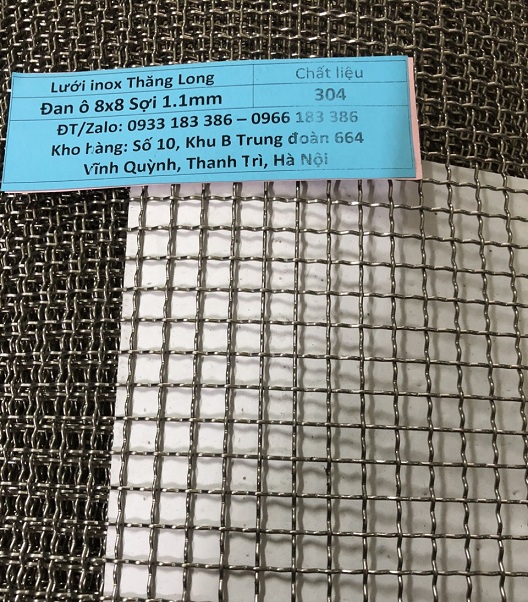 Lưới inox đan ô 8x8mm 304 TLG Thăng Long khổ 1.2m